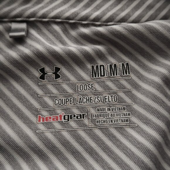 Under Armour HeatGear Gray Striped Polo (M) OMG! ⛳️ - Picture 9 of 9